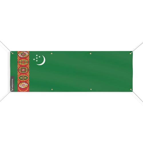 Drapeau du Turkménistan 160x480cm idéal pour pavoiser vos façades et grands événements