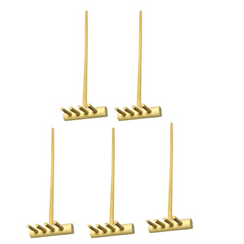 BESPORTBLE 5pcs Small Bamboo Rakes Table Zen Garden Sand Rakes Desktop Sand Play Rakes Tools Mini Wood Four Teeth Rake Rake for Home