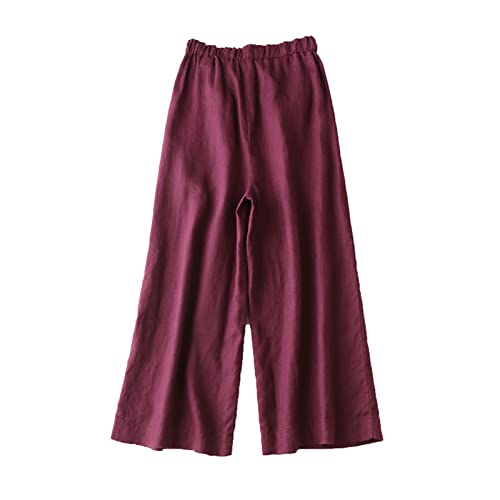 Pantalon droit décontracté en lin de qualité supérieure : coupe drapée haut de gamme