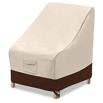 Vailge High Back Patio Chair Cover,Waterproof Outdoor Chair Covers,600D Heavy Duty Dining Cahir High-Back Chair Lawn Patio Furniture Cover - 35 L x 28W x 35" H , Beige & Brown