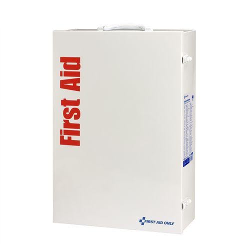 First Aid Only 91341C 150 Person ANSI 2021 Class B, 4 Shelf First Aid Cabinet, Custom Logo