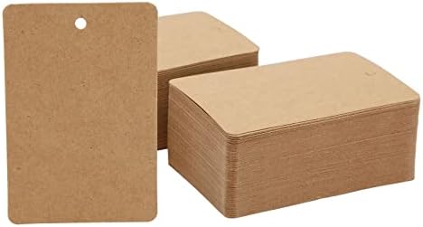 200-Pack Kraft Paper Gift Tags, Large Blank Merchandise Price Labels 2.4 x 3.5, Bulk Brown Hang Tags for Wedding, Birthday, Holiday, Party Favor, Art and Craft Wrapping
