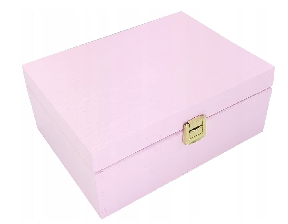 Pine Wood Solid Wooden Box Storage Tea Bags Organiser 6 Removable Dividers Kitchen Caddy Pink Chest with Lid Hasp (Lipton, Pukka, Twinings) Teas