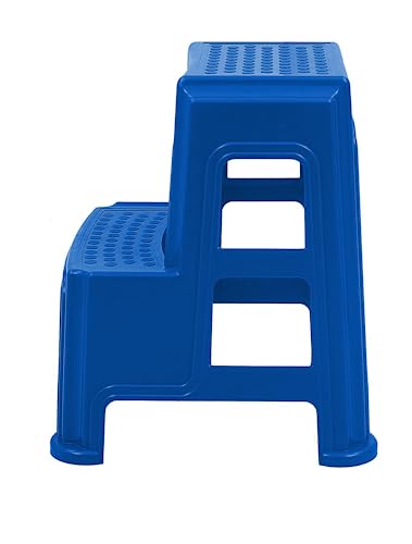 Image of SKYGLAMOUR Supreme Plastic Multi-Purpose Step Stool for Kitchen and Office Use with Weight Bearing Capacity of 150 Kg | 2 Step Stool for Home |Color: French Blue; Set of 1