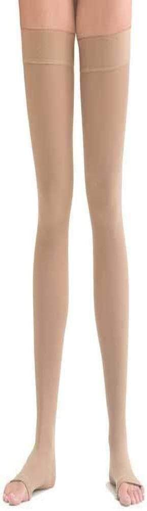Scholl Softgrip Ultima Class III Compression Stockings for Women - Thigh Length, Open Toe - Natural - High Strength Stockings for Varicose Veins, Oedema, Swelling, Swollen Legs, and Circulation