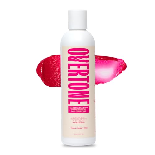 Overtone Daily Color Depositing Conditioner for Hair, Magenta Majesty:Temporary Pigment with Shea, Coconut & Avocado Oils, Hydrating, Vegan & Cruelty-Free, All Hair Types, 8oz.