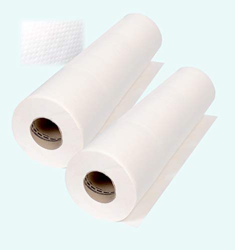 DSTOCK60- 2 Rollos para camilla de papel gofrado desechable blanco doble capa con precorte 70x35cm, 135 hojas- guata de celulosa pura- sábanas médicas en rollo de papel con relieve Cover