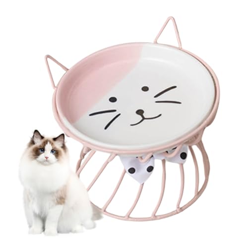 Bol en céramique pour chat avec support plaque alimentation surélevée