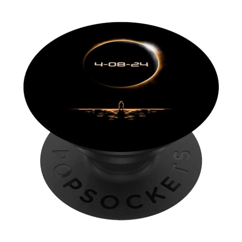 Totality Solar Eclipse America April 8 2024 Astromony USA PopSockets Swappable PopGrip, Black