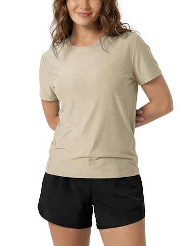Image of ODODOS Women's Performance Cropped Tee Ultra Soft odSTRATUM Tech Short Sleeve Relaxed Top Crew Neck T-Shirts