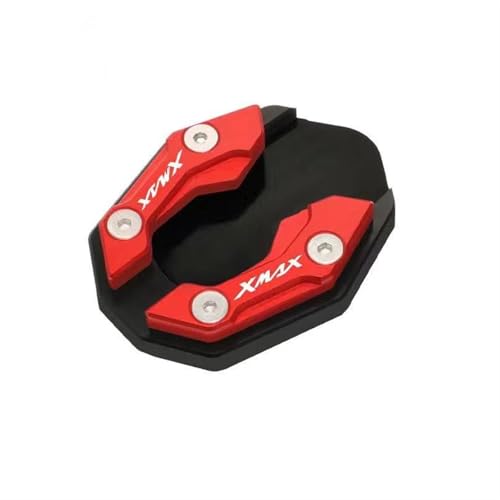 オートバイ キックスタンド サイドスタンド 拡大パッド 拡大プレートパッドに適合するヤマハ XMAX300 XMAX250 XMAX 300 250 2017-2024用 CNC アクセサリ(赤)