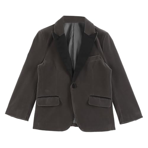 YEAHDOR Kids Boy Velvet Suit Jacket Gentleman Wedding Party Blazers Peak Lapel Vintage Slim Fit Tuxedo Outfit3