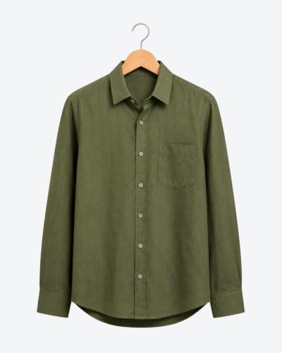 Image of Arvest Men's Solid Linen Casual Shirt | Regular Fit | Breathable | Full Sleeve