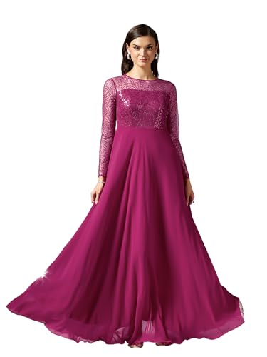 Image of Miss Chase Women's Long Sleeve Sequin Maxi Dress