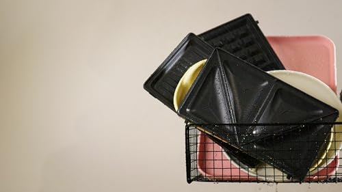 DESSINO Sandwichera 3 en 1, 3 Juegos de Placas Desmontables Antiaherentes e intercambiables para Gofres, Panini y Bocadillos, Fácil limpieza, Asa de Tacto Frío, 750W,Color Negro - imagen 5