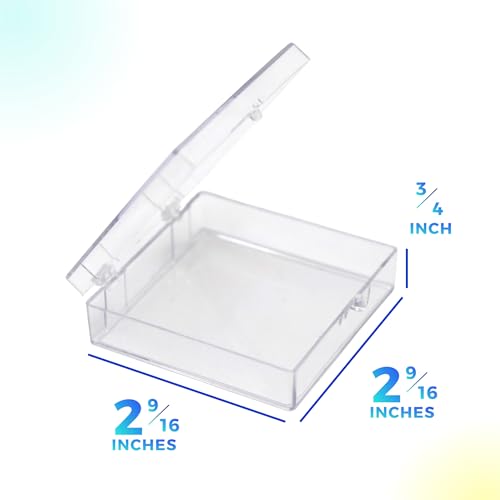 Image of 20-Pack Clear Hard Plastic Hinged Lid Storage Containers 2.56 inchL x 2.56 inchW x 0.75 inchH each, Made in USA, Small Acrylic Boxes for Display and Collectibles, by Gary Plastic Packaging