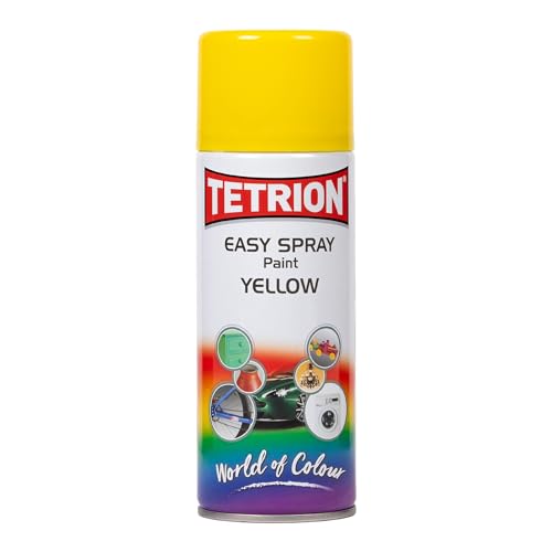 Image of Tetrion Easy Spray Paint - Yellow 400ml (Pack of 6) - All-Purpose Acrylic Spray for Wood, Metal, Plastic, Ceramic & More for Indoor & Outdoor Use, Smooth, Durable Finish, 13.5 Oz