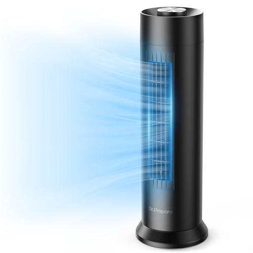 DR.PREPARE  Tower Fan, 28 dB Quiet Desk Fan, 3‑Speeds, 80° Oscillation,