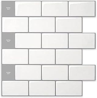 Art3d 12"x12" Peel and Stick Backsplash Tile Sticker for Kitchen, White, (10 Sheets), 30*30cm (A17049P10)