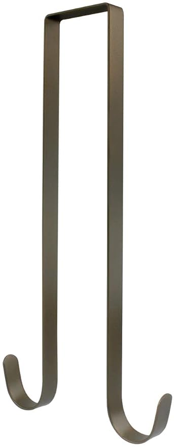 IEBUOBO 12 inch Wreath Hanger for Front Door Christmas Decoration Metal Over The Door Double Hook (Bronze)