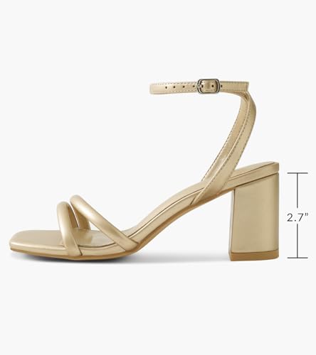 Image of Shoe'N Tale Strappy Heels for Women Square Toe Chunky Block Heels Ankle Buckle Heeled Sandals