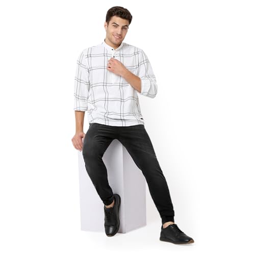 Image of Spykar Men's Slim Fit N /A Full Sleeve Checked Casual Shirts