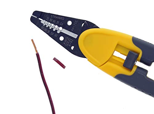 IDEAL Electrical 45-715 Kinetic Reflex T-Stripper - 10-18 AWG Solid, 12-20 AWG Stranded, Wire Stripper w/ Thumb Rest, Plier Nose, Slide Lock, Textured Grips