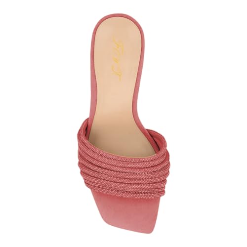 FOWT Women Fashion Open Toe Slip On Mules Sexy Thin Mid Heel Party Date Casual Summer Slippers Size 4-16 US4