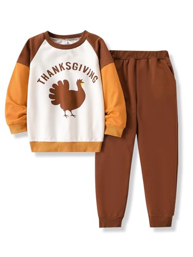 Image of Kids Boys Clothes Color Blocking Hoodie Sweatshirts and Pant 2Pcs Fall Outfits Set Size 5-10
