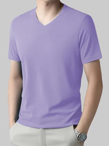 Image of TAGDO Men's Solid Color V-Neck Short Sleeve T-Shirt (2033)