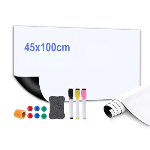 Tableau blanc magnétique 45x100 cm autocollant pour bureau