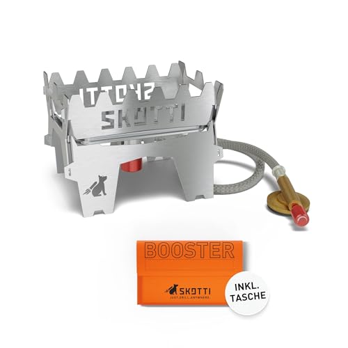 SKOTTI Booster, Campingkocher Gas mini, 2,1 kW faltbarer und tragbarer Gas Stove, Ideal zum Kochen und Braten, Propangaskocher, Camping Kocher klein, Gaskocher Camping für Trekking und Outdoor