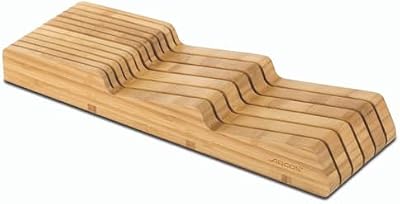 Arcos Taco Organizador de Cuchillos para Cajón, Bambú, Apto para Cajones de hasta 25 cm, Tamaño 39x432x139 mm, Almacenamiento Seguro y Elegante, Color Marrón