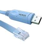 Aexus Replacement Console Cable for Cisco | FTDI USB to RJ45-6ft (1.8m) | HQ Replacement for DB9 + 72-3383-01 Serial Rollover Cable, RS232 - Compatible w/Windows 11, 10, 7, Server, Linux, MAC
