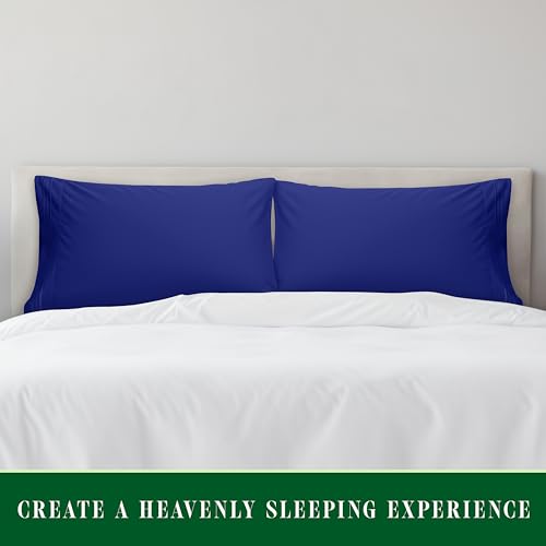 Image of Elegant Comfort Luxury Ultra-Soft 2-Piece Pillowcase Set 1500 Thread Count Egyptian Quality Microfiber Double Brushed-100% Hypoallergenic-Wrinkle Resistant, Standard /Queen Size, Royal Blue