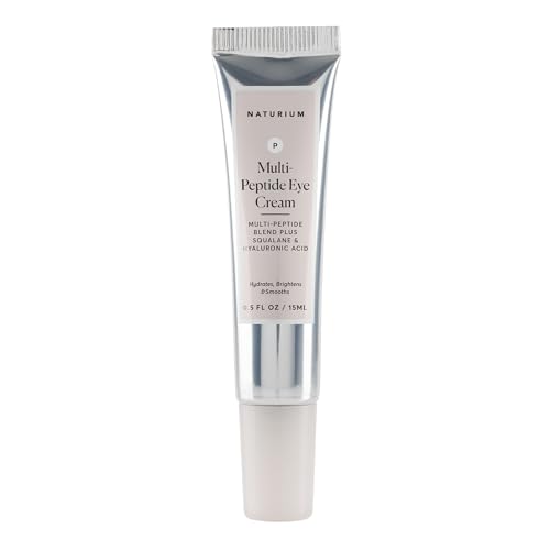 Naturium Multi-Peptide Eye Cream, Smoothing & Anti-Aging Skincare, with Squalene & Hyaluronic Acid, 0.5 oz