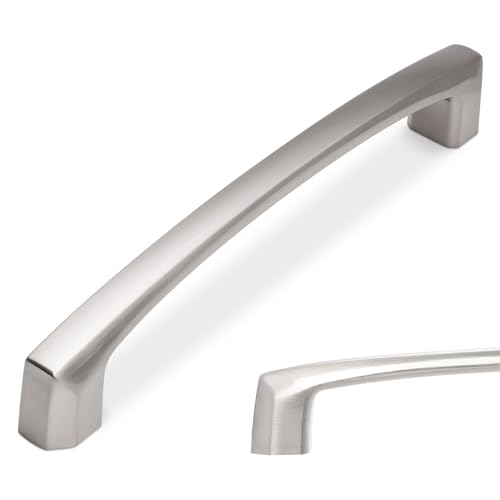 BUKOBYHE 10 Pack 5 Inch Kitchen Cabinet Handles Brushed Satin Nickel Cabinet Pulls Silver Drawer Pulls Zinc Alloy Kitchen Hardware