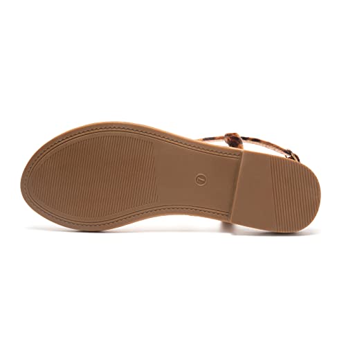 Colgo Thong Flat Sandals, Casual T Strap Dress Sandals, Adjustable Ankle Buckle Dress Thong Sandals With Strappy For Women Summer Wedding (New Leopard/Sdl,9) #TOP4