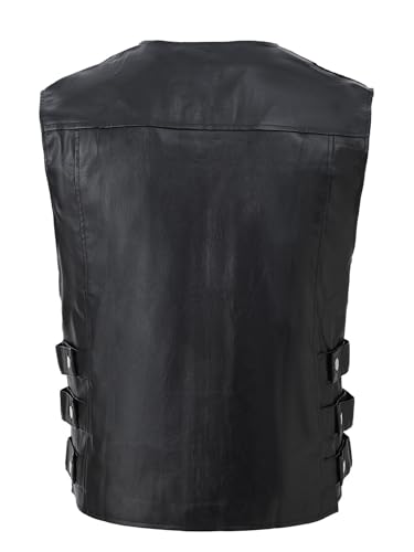 Men`s Biker Motorcycle Faux Leather Vest Sleeveless Jacket3