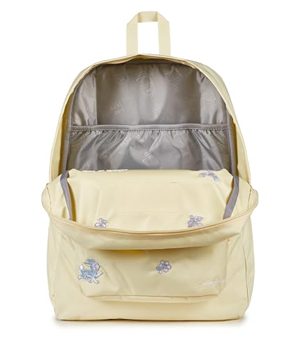 Image of JanSport Superbreak Plus FX Backpack - Work, Travel, or Laptop Bag with Water Bottle Pocket, JanSport Superbreak Plus Fx, Slow N Steady Emb Lemon Ice /Blue /Pink