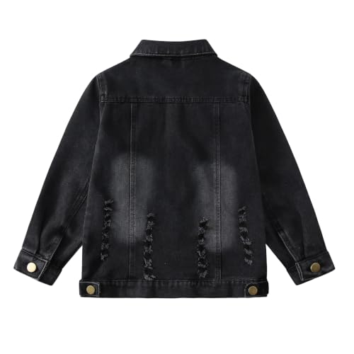 Image of Girls Boys Jean Jacket for (4-14 Years Kids) Trendy Cozy Soft Ripped Denim Coat Casual Outerwear School Travel Teen Gift