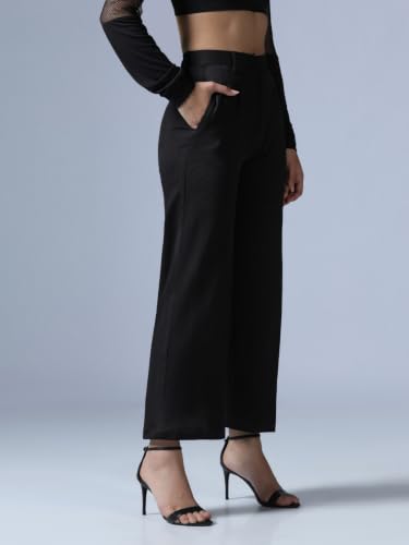 Image of Leriya Fashion Women High Waist Polycotton Formal Trousers | Summer Breathable Wide Leg Pants with Pockets |Casual, Office & Travel Outfits
