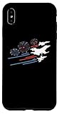 Installation facile Coque pour iPhone XS Max Jets de chasse rouges, blancs et bleus avec feux d\'artifice le 4 juillet
