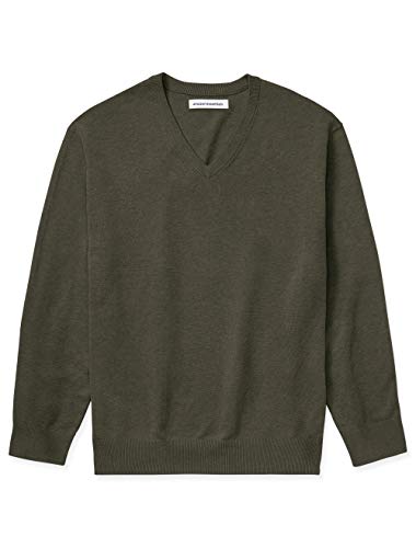 Amazon Essentials Men's Big & Tall V-Neck Sweater fit by DXL, Olive Heather, 3X Tall