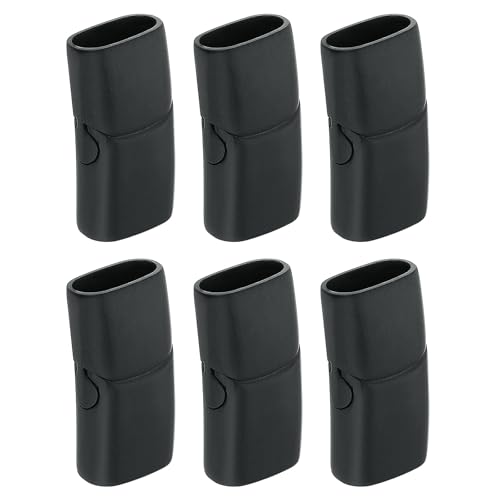 Fermoirs plats en cuir 12x6mm acier inoxydable noir pour bijoux DIY x6