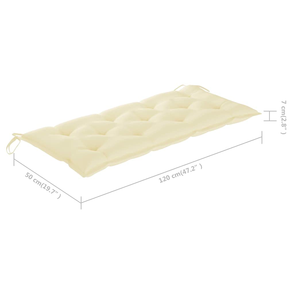 vidaXL Składana ławka ogrodowa z poduszką, 118 cm, bambusowa