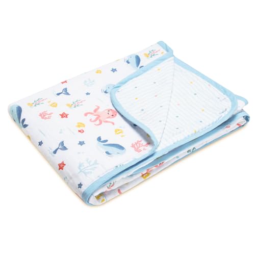 Image of Haus & Kinder Muslin Blanket for New Born Baby, Soft Breathable Baby Blankets Newborn, Baby Blanket for 0-2 Years, Cozy Baby Blanket for Crib Nursery & Stroller, New Born Baby Essentials | Vitamin Sea