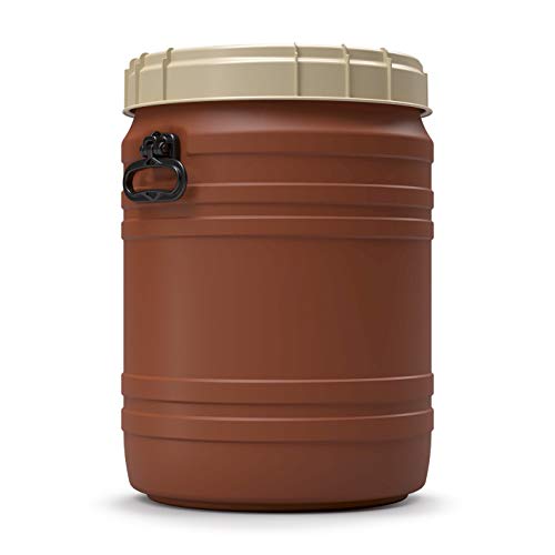 Curtec Weithalsfass Schraubdeckelfass Superweithalsfass Drehdeckelfass lebensmittelecht dicht (64 L (Braun))