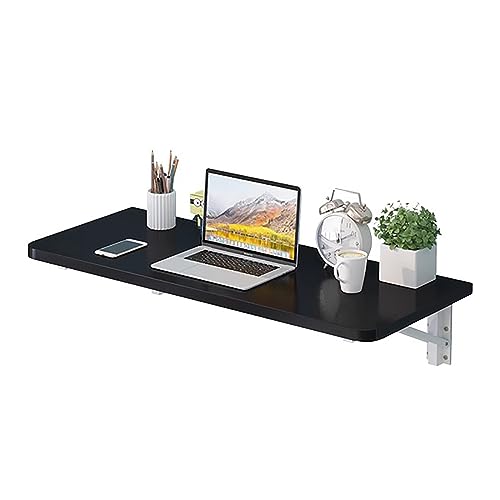 Escritorio plegable de madera maciza montado en la pared para el hogar, oficina y encimera de cocina, 80 x 39,9 cm, color negro, banco de trabajo que ahorra espacio