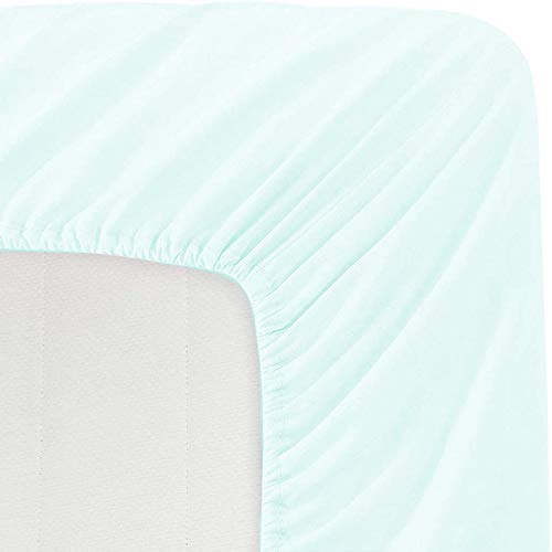 Image of Sweet Dream's 750 Collection Egyptian Cotton Fitted Bedsheet 4 to 12 Inch Matress 15 inch Drop Full Size Bed (54x75) Inches (4.5 by 6.3) Feet + 2 Pillow Covers (18x28), Aqua Blue